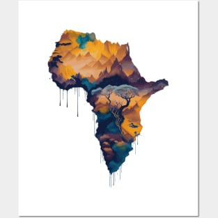 Africa Mountains Map Abstract Posters and Art